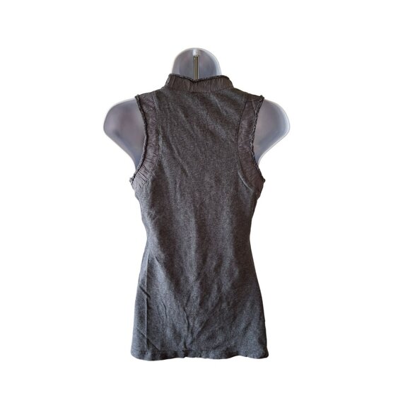 V Christina Womens Ruffle Neck Top Small Gray Sleeveless Preppy Dark Academia - Picture 2 of 7